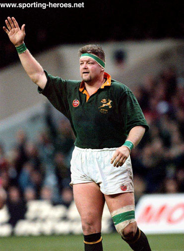 Kobus Wiese - South Africa - International Rugby Union Caps for South Africa.