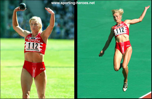 Natalya Sazanovich - Belarus - 2003 & 2001 World Championship Heptathlon medals