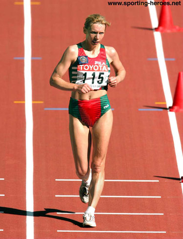 Valentina Tsybulskaya - Belarus - Three World Championships race walk medals.