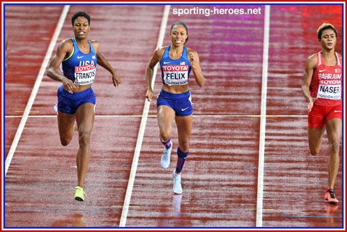 Allyson Felix - U.S.A. - 2017 Two relay Gold & one 400m bronze medals