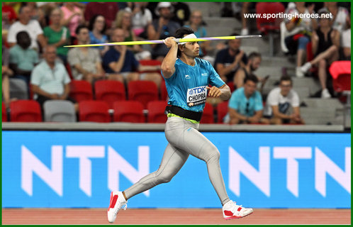 Neeraj CHOPRA - India - 2023 World javelin champion in Budapest.