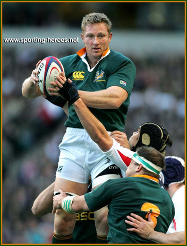 Johan Ackermann - South Africa - International Rugby Union Caps.