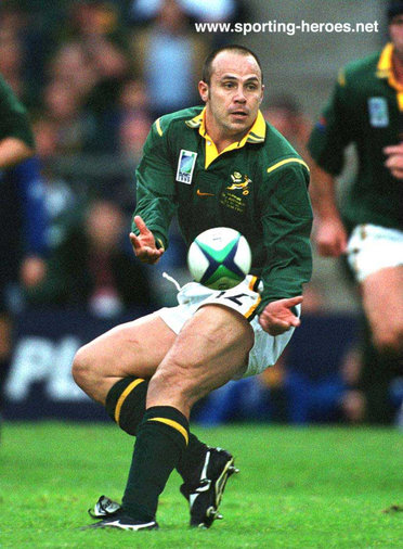 Pieter Muller - South Africa - International Rugby Caps for The Springboks.