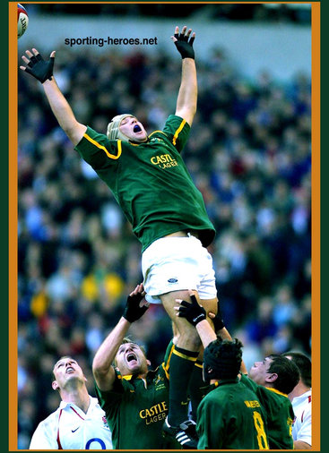 Pedrie Wannenburg - South Africa - International Rugby Union Caps.