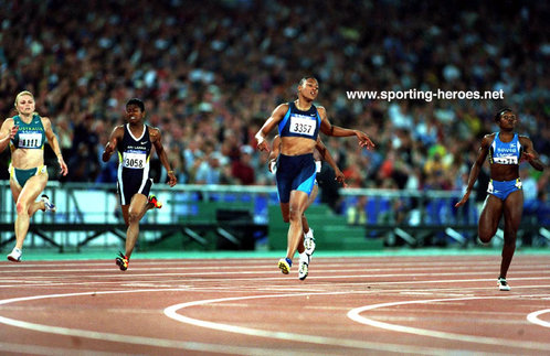 Pauline Davis-Thompson - Bahamas - 2000 Olympic Games 200m & 4x100m gold medals.