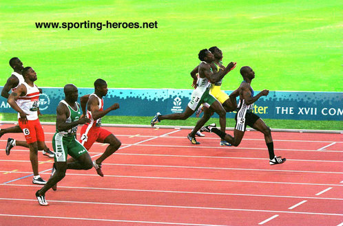 Uchenna Emedolu - Nigeria - 100m silver medal at 2002 Commonwealth Games.