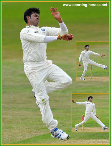 Shanthakumaran Sreesanth - India - International Test Cricket Career for India.