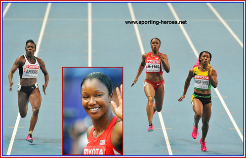 Carmelita Jeter - U.S.A. - Third place in women's 100m at Moscow World Champs.