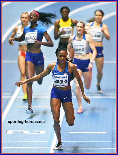 Courtney OKOLO - U.S.A. - Two Gold medals at 2018 World Indoor Championships.