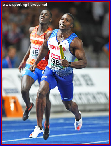 Harry AIKINES-ARYEETEY - Great Britain & N.I. - Gold medal in 4x100 at 2018 European Championships.