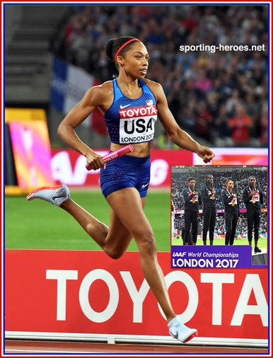 Allyson Felix - U.S.A. - Gold 4x400m at 2017 World Champs & 2020 Olympics.