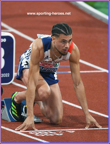 Wilfried HAPPIO - France - 400m hurdles medal at 2022 European Championships.